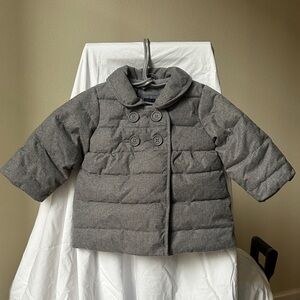 GAP Kids Gray Double-Breasted Puffer Jacket